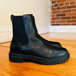 Madewell 8 The Camryn Chelsea Boots Black Heeled Leather Pull On Lightweight